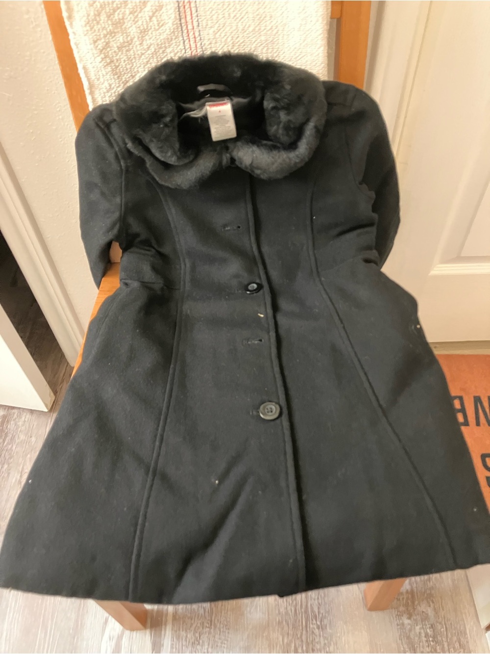 Gymboree Black Pea Coat with Faux-Fur Collar